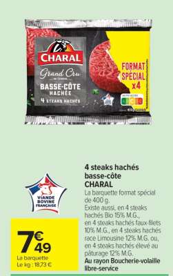 4 Steaks hachés basse côte CHARAL