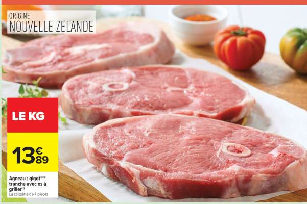 Agneau : gigot*** tranche avec os  à griller