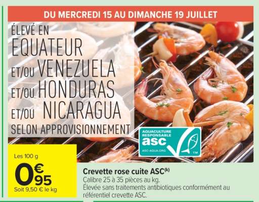 Crevette rose cuite ASC