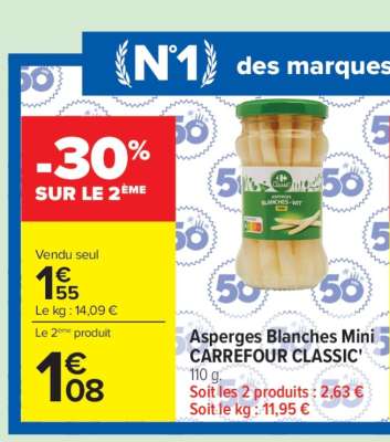 Asperges blanches Mini CARREFOUR CLASSIC’