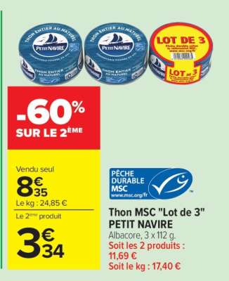 Thon MSC "lot de 3" PETIT NAVIRE