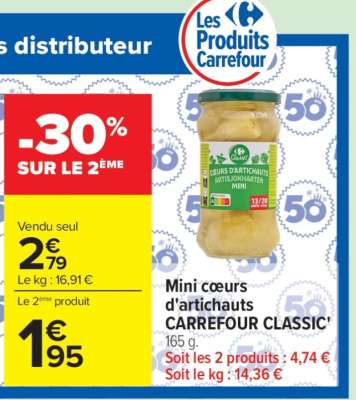 Mini cœurs d'artichauts CARREFOUR CLASSIC'
