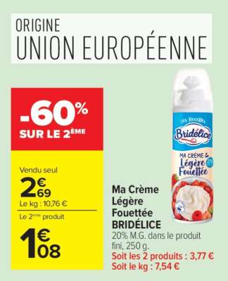 Ma Crème Légère Fouettée BRIDÉLICE