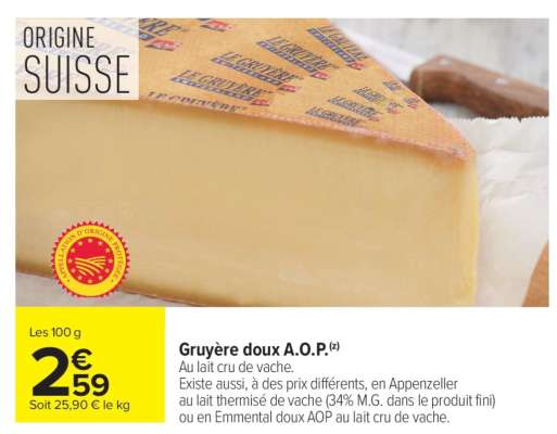 Gruyère doux A.O.P.