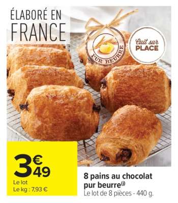 8 Pains Au Chocolat Pur Beurre