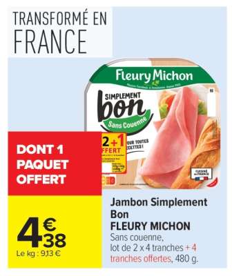 Jambon Simplement Bon Fleury Michon