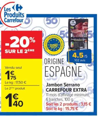 Jambon Serrano CARREFOUR EXTRA