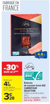 Émincés de saumon fumé ASC CARREFOUR SELECTION