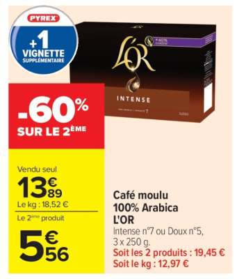 Café moulu 100% arabica L'OR