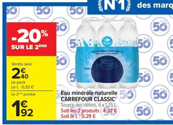 Eau minérale naturelle CARREFOUR CLASSIC'