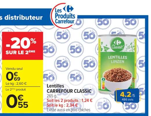 Lentilles CARREFOUR CLASSIC