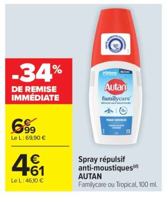 Spray répulsif anti-moustiques AUTAN