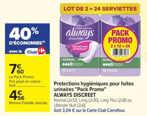 ALWAYS DISCREET Pack Promo