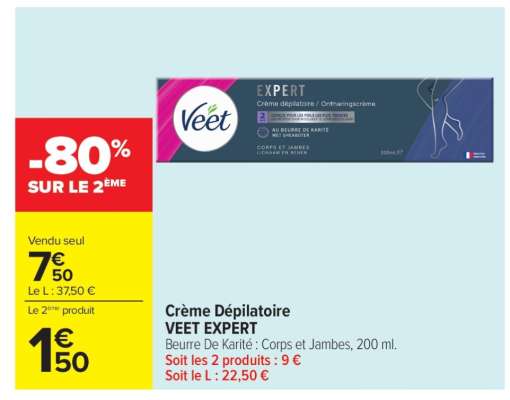 Crème Dépilatoire VEET EXPERT