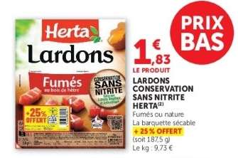 Lardons conservation sans nitrite HERTA
