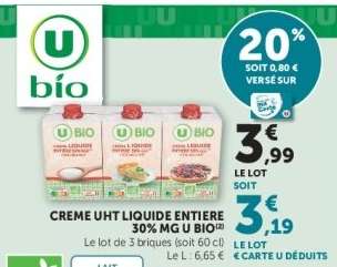 CREME UHT LIQUIDE ENTIERE 30% MG U BIO