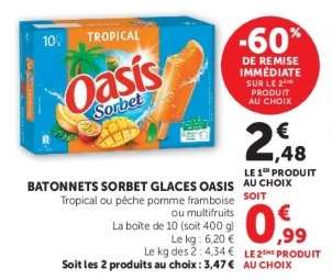 Bâtonnets Sorbet Glaces Oasis