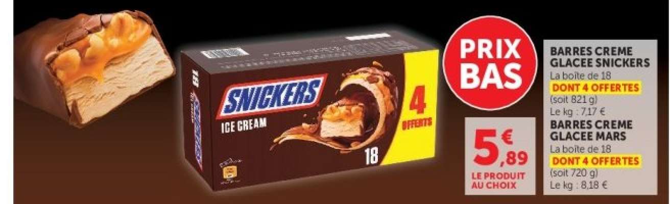 BARRES CREME GLACEE SNICKERS