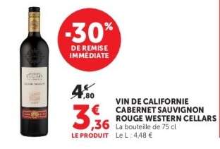 VIN DE CALIFORNIE CABERNET SAUVIGNON ROUGE WESTERN CELLARS