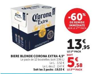 BIERE BLONDE CORONA EXTRA 4.5°