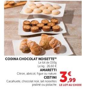 Codina Chocolat Noisette, Amaretti, Cestini