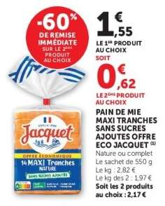 PAIN DE MIE MAXI TRANCHES SANS SUCRES AJOUTÉS OFFRE ECO JACQUET