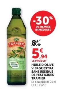 HUILE D'OLIVE VIERGE EXTRA SANS RESIDUS DE PESTICIDES TRAMIER