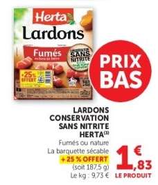 Lardons conservation sans nitrite HERTA
