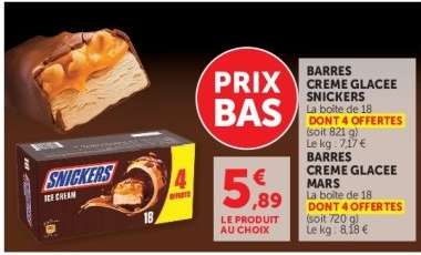 BARRES CREME GLACEE SNICKERS