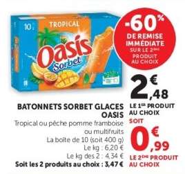 Bâtonnets Sorbet Glaces Oasis