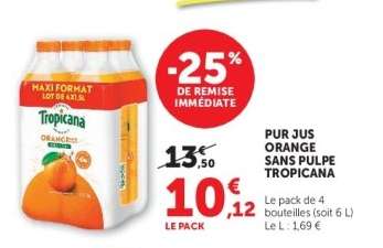 PUR JUS ORANGE SANS PULPE TROPICANA