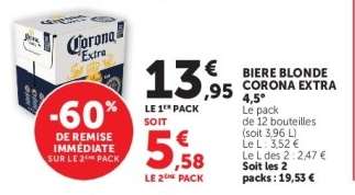 BIERE BLONDE CORONA EXTRA 4.5°