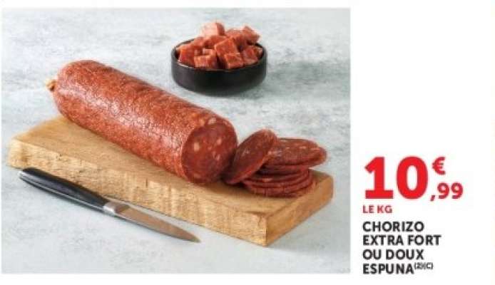 CHORIZO EXTRA FORT OU DOUX ESPUNA