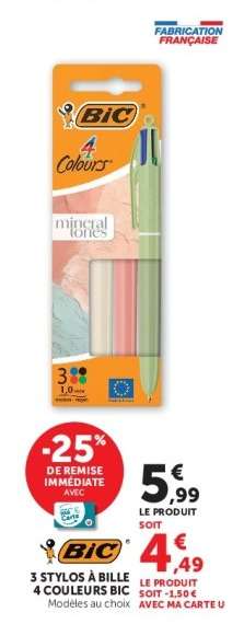 BIC 3 Stylos à Bille 4 Couleurs