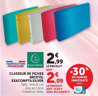 Classeur de fiches Bristol Exacompta Silver