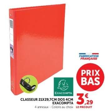Classeur 21x29,7cm Dos 4cm Exacompta