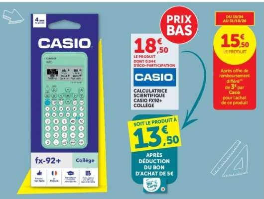 Calculatrice scientifique Casio FX92+ Collège