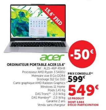 ORDINATEUR PORTABLE ACER 15.6"