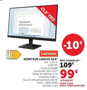 MONITEUR LENOVO 23,8"