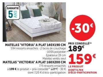 MATELAS "VITORIA" A PLAT 140X190 CM