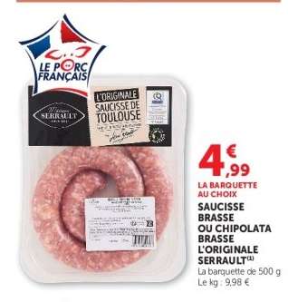 SAUCISSE BRASSE OU CHIPOLATA BRASSE L'ORIGINALE SERRAULT