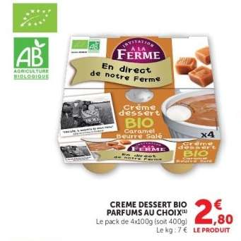 CREME DESSERT BIO PARFUMS AU CHOIX