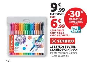 15 STYLOS FEUTRE STABILO POINTMAX