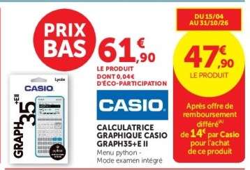 CALCULATRICE GRAPHIQUE CASIO GRAPH35+E II