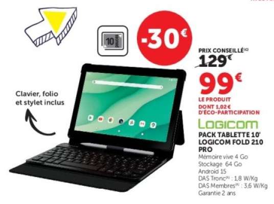 PACK TABLETTE 10' LOGICOM FOLD 210 PRO