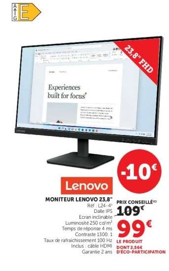 MONITEUR LENOVO 23,8"