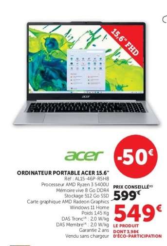 ORDINATEUR PORTABLE ACER 15.6"