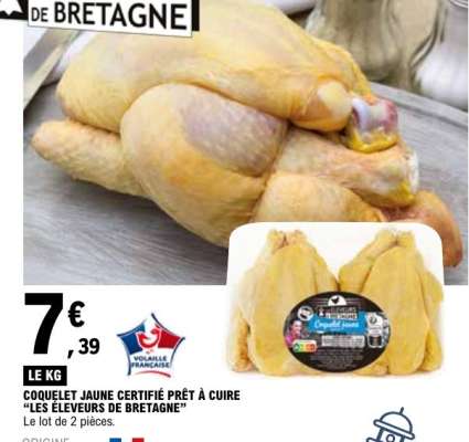 Coquelet Jaune Certifié Prêt à Cuire "Les Éleveurs de Bretagne"