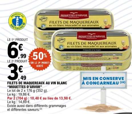 FILETS DE MAQUEREAUX AU VIN BLANC “MOUETTES D’ARVOR”
