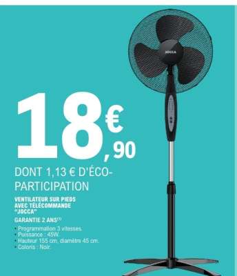 VENTILATEUR SUR PIEDS AVEC TÉLÉCOMMANDE 'JOCCA'